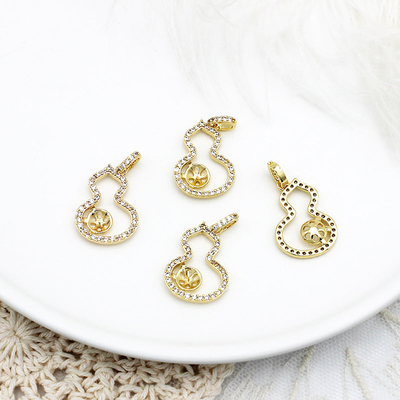 Wholesale Micro Inlaid Zircon Gourd Pearl Holder Copper DIY Jewelry Accessories